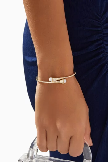 Cleo Diamond & Agate Midi Slip-on Bracelet in 18kt Yellow Gold