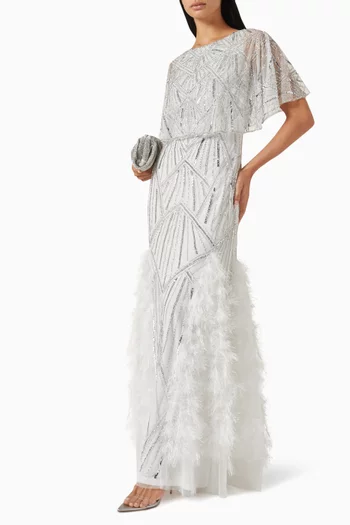 Bead & Feather-embellished Dress