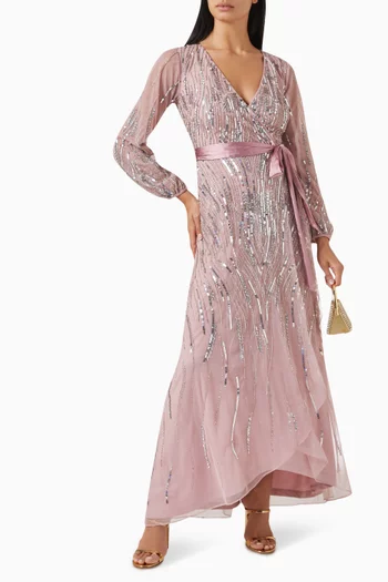 Sequin-embellished Wrap Dress