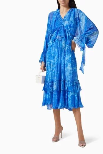 Fancy Fusion Tiered Midi Dress in Chiffon