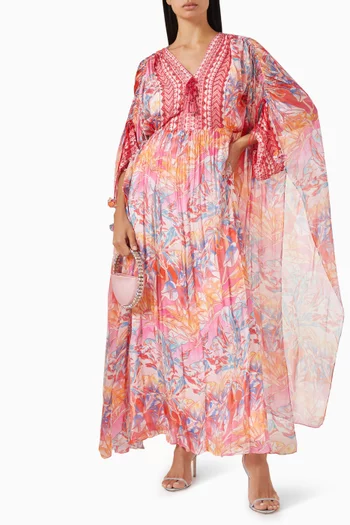 Floral Embroidered Kaftan in Chiffon