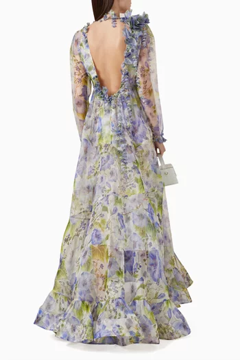 Natura Floral-print Dress in Silk Organza