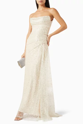 Embellished Strapless Dress in Tulle