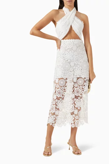 Cindy Maxi Skirt in Guipure Lace