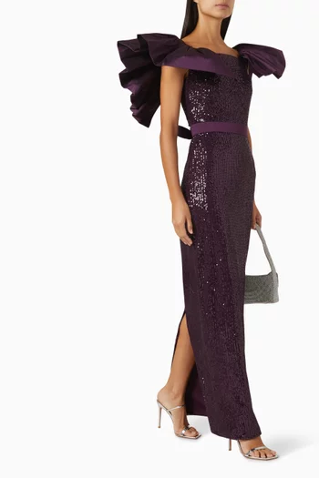 Ruffle Sequin-embellished Dress