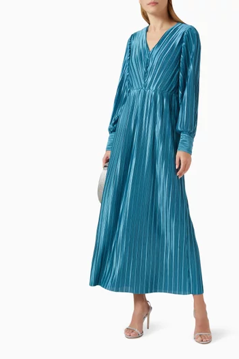Yasstorma Pleated Maxi Dress in Satin