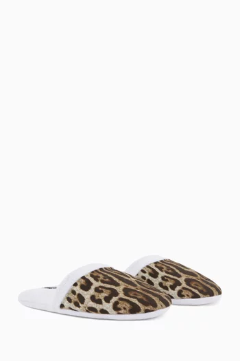 Unisex Leopard-print Slippers in Cotton-terry