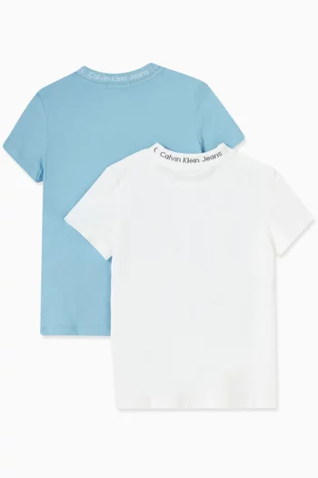 Intarsia Logo T-shirts in Cotton, Set of 2