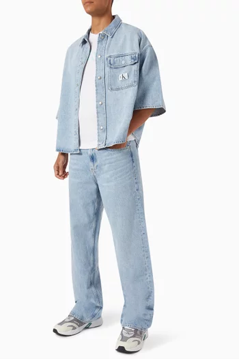 Loose Straight Jeans in Cotton-denim