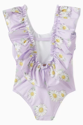 x Disney Ruffled Swimsuit in Stretch Polyester