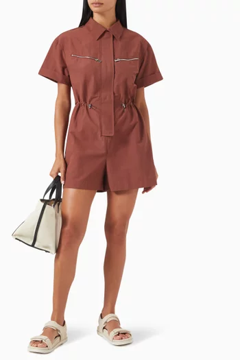 Zip-up Playsuit in Cotton-blend