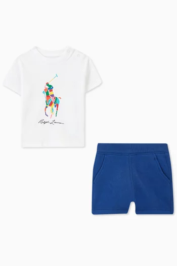 Logo Print T-Shirt and Shorts Set in Cotton