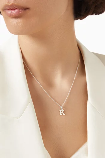 Letter 'K' Initials Pendant Necklace in Sterling Silver