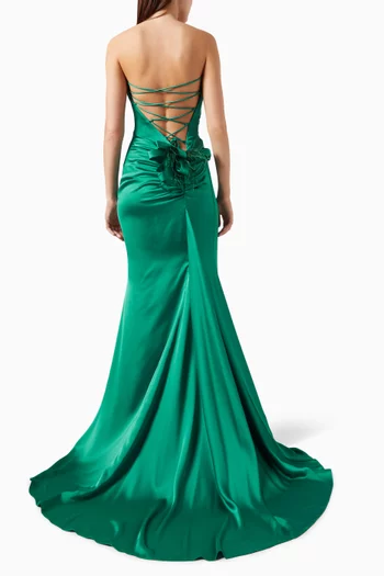 Sherly Lace-up Gown in Satin