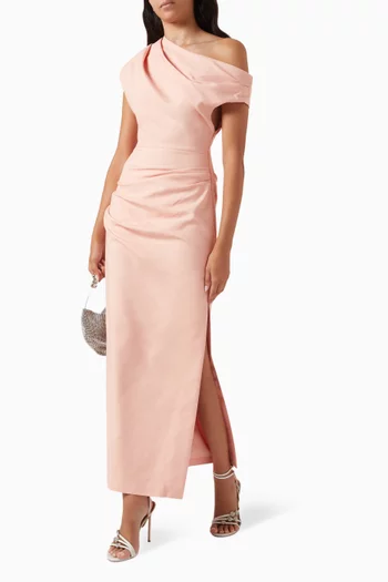 Gia Asymmetrical Maxi Dress in Cotton-blend