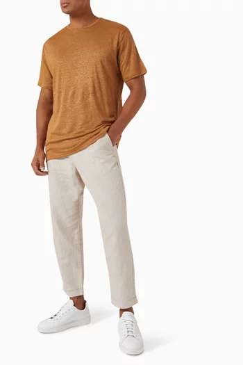Cropped Relaxed Fit Pants in Linen-blend