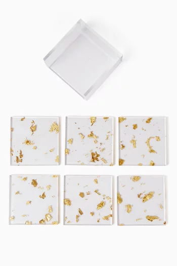 Gold Flake Coasters in Resin, Set of 6