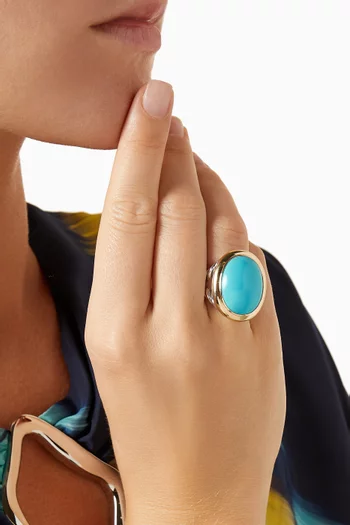 Albion® Turquoise Oval Ring in 18kt Gold & Sterling Silver