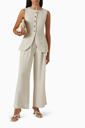 Presley Wide-leg Pants in Linen