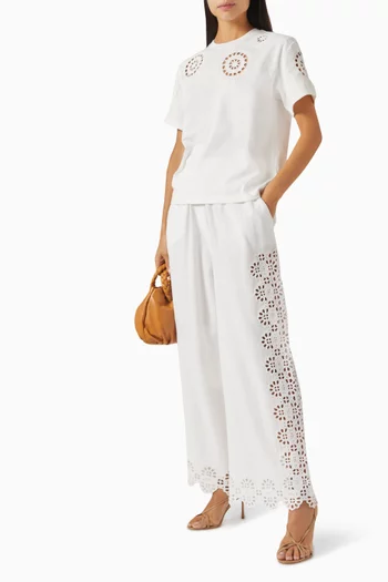 Edith Embroidered Pants in Cotton-linen