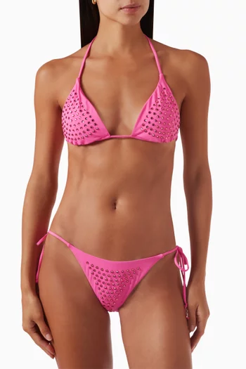 The Diamonte Bikini Top in Stretch Nylon