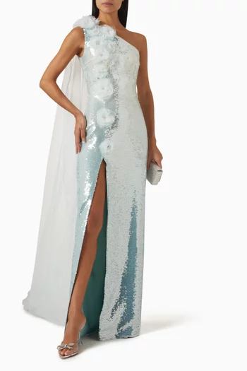 Sequin-embellished One-shoulder Dress