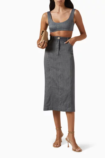 Pencil Midi Skirt in Linen Blend