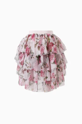 Patsy Rose-print Skirt in Tulle