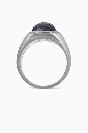 Doppione Signet Ring in Rhodium & Silver
