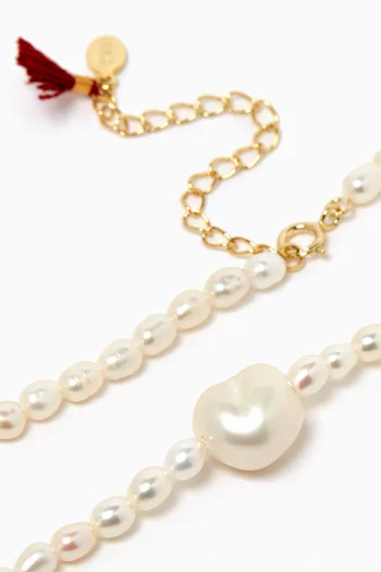 Pearl Necklace in Gold-plated Metal