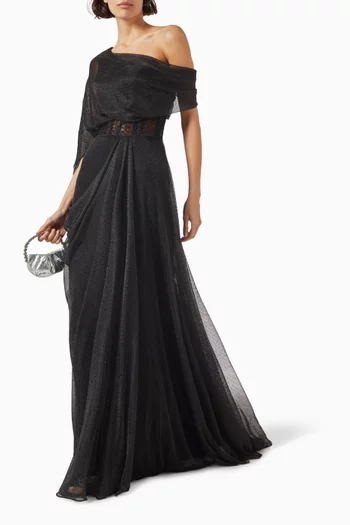 One-shoulder Draped Gown