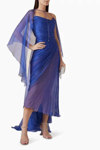 Lively Draped Maxi Dress in Silk Mousseline