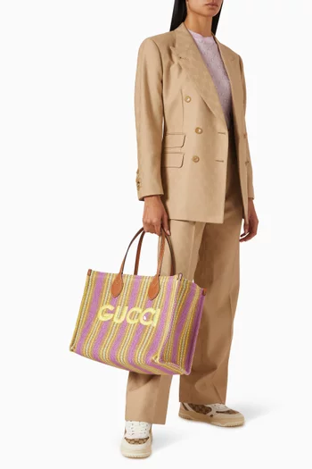 Medium Gucci Patch Tote Bag in Jute