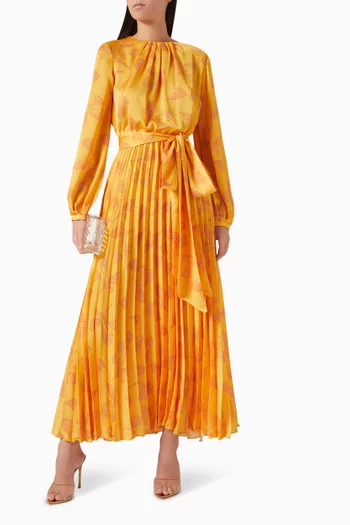 Vivian Printed Maxi Dress in Satin