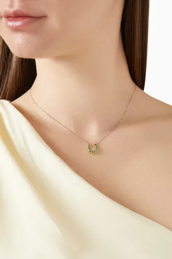 Horseshoe Diamond & Emerald Necklace in 18kt Gold
