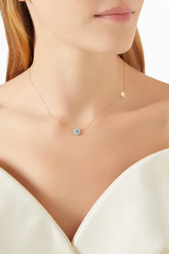 Mini Eye Full Diamond Necklace in 18kt Gold