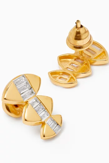 Baguette Crystal Stud Earrings in 24kt Gold-plated Sterling Silver