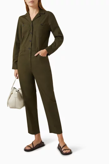 Patto Long-sleeve Jumpsuit in Stretch Cotton