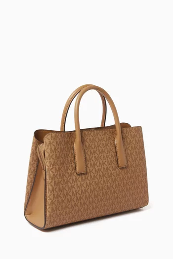 Small Ruthie Signature Logo Satchel Bag in Leather