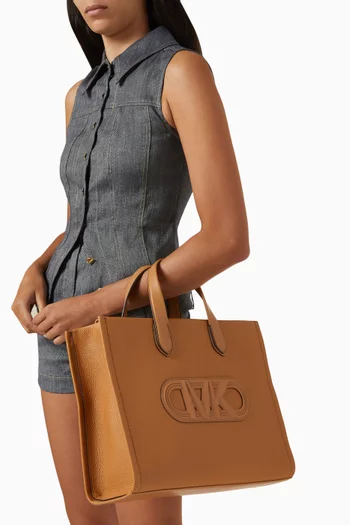 Large Gigi Embossed Tote Bag in Leather