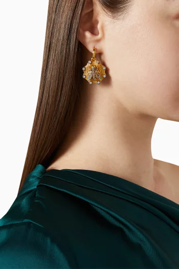 Baby Bee Shield Earrings in 24kt Gold-plated Bronze