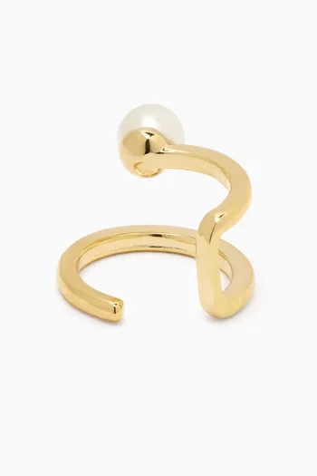 Double-row Single Ear Cuff in Gold-plated Brass