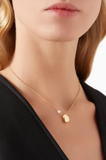 Bean Pearl Necklace in Plated Brass