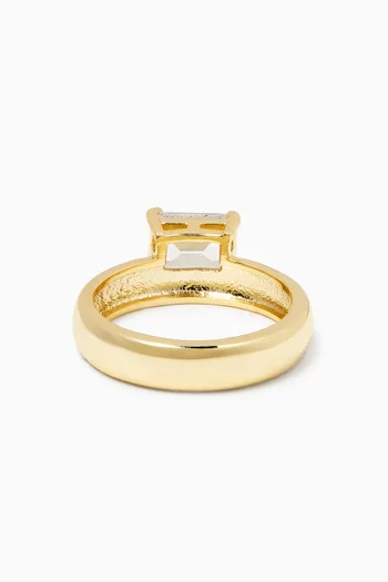 Emerald-cut Offset CZ Ring in Gold-plated Brass