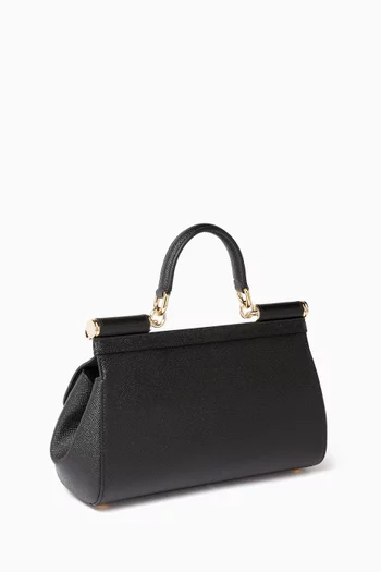 Sicily Long Medium Top-handle Bag in Polished Leather