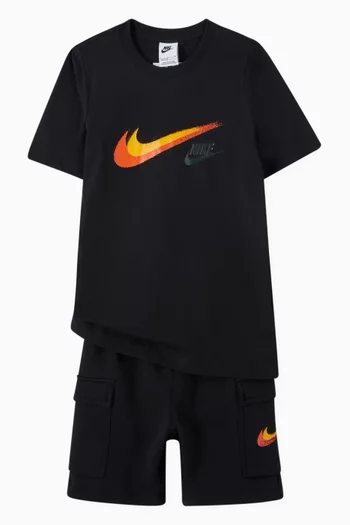 Swoosh Graphic Logo T-shirt in Cotton Jersey