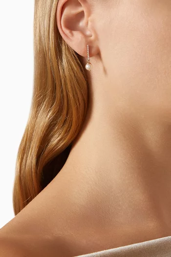 Amulette Pearl & Diamond Drop Earrings in 18kt Rose Gold