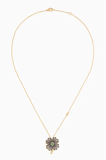 Clover Tsavorite & Diamond Necklace in 18kt Gold