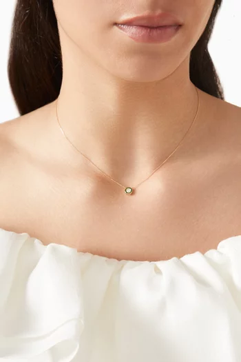 Round Enamel & Diamond Necklace in 18kt Gold