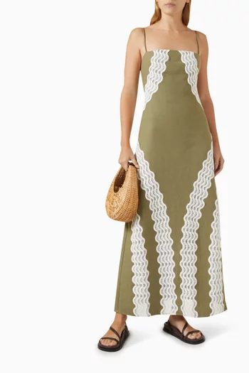 Eleni Lace-trim Maxi Dress in Cotton